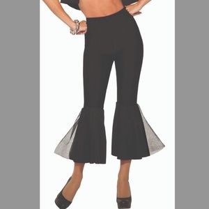 High Waisted Black Cropped Bell Bottoms - Disco Halloween Clubwear Streetwear